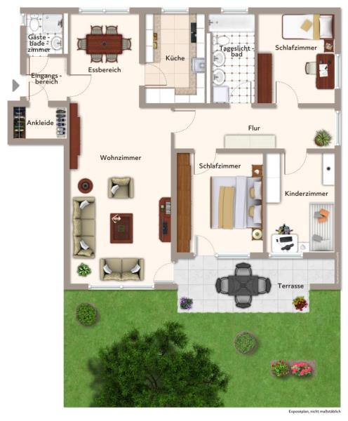 Gartentraum! Renovierte 4 Zimmer Wohnung mit Terrasse und Garten in Leinfelden-Echterdingen! - Grundriss (44259)