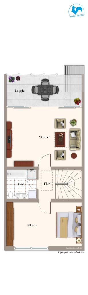 Heute investieren, morgen einziehen: Reihenhaus in Top-Lage mit traumhaftem Garten! - Grundriss OG (41443)