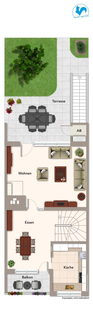 Heute investieren, morgen einziehen: Reihenhaus in Top-Lage mit traumhaftem Garten! - Grundriss EG (41442)