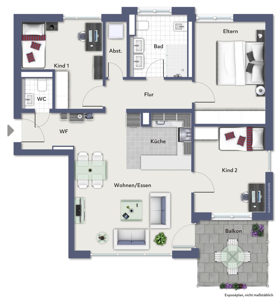 Für gehobene Ansprüche! Exklusive 4,5 Zimmer-Wohnung in Waiblingen! - Grundriss (39941)