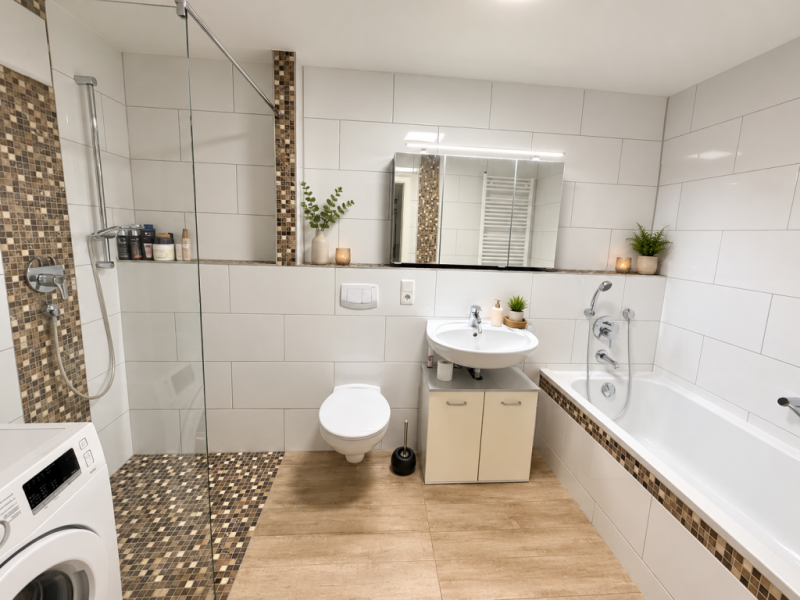 Sonniges Wohnerlebnis! 3 Zimmer-Wohnung mit Garten, Terrasse und Südbalkon! - Badezimmer (53941)