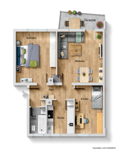 Seltene Gelegenheit! Vermietete 3 Zimmer-Wohnung zum fairen Preis! - Grundriss (50722)