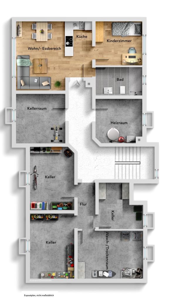 Seltene Gelegenheit! Wohnen; Arbeiten & Kapital sichern, in einer Immobilie vereint! - Grundriss Untergeschoss (37503)