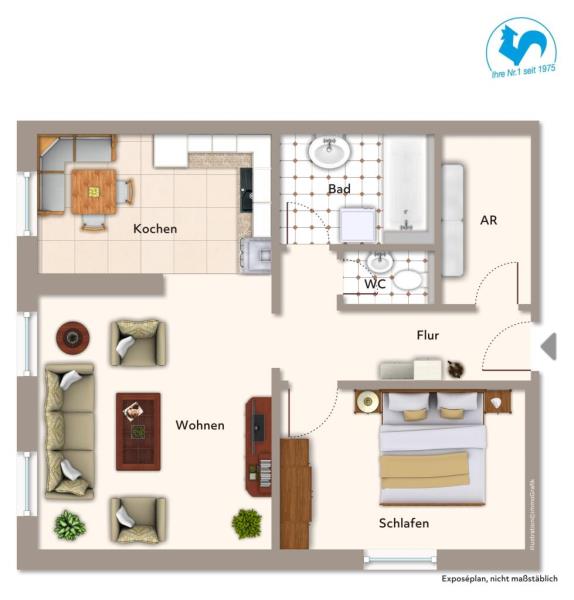 Großzügige 2 1/2 Zimmer-Wohnung im Herzen der Stadt - eine äußerst interessante Kapitalanlage! - Grundriss (51975)