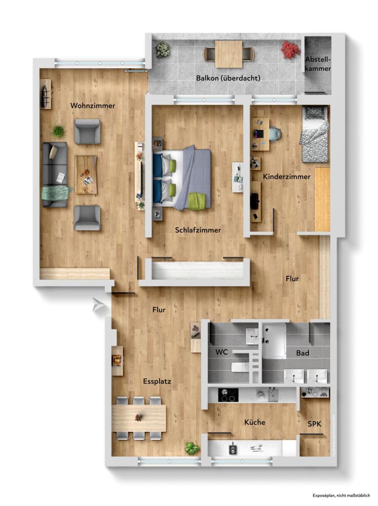 Für gehobene Ansprüche! Stilvolle 3 Zimmer-Wohnung mit Balkon in Esslingen! - Grundriss (41001)