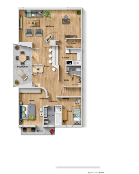 Großzügiger Wohntraum! Interessante 3,5 Zimmer-Wohnung in sonniger Lage! - Grundriss (50819)