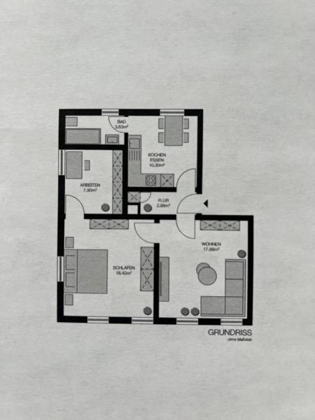 Ansprechende und großzügige 2 1/2 Zimmer-Wohnung im Herzen der Stadt Biberach! - Grundriss (44365)