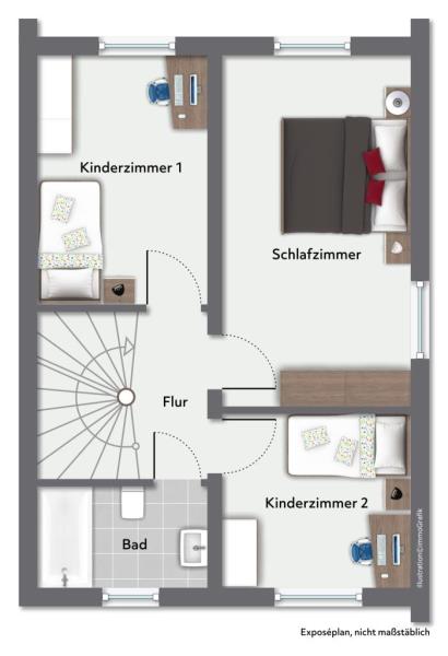 Entfalten Sie Ihre Ideen! Gemütliches Reiheneckhaus für die Familie! - Grundriss Obergeschoss (51123)