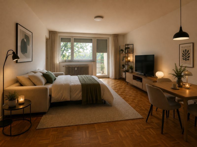 Ideal für Singles & Pendler! Sofort beziehbares tolles 1 Zimmer-Apartment! - Wohn-Schlafzimmer (51263)