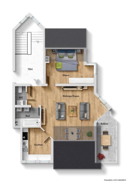 Seltene Gelegenheit! Interessante 2 Zimmer-Wohnung mit Balkon in Ludwigsburg! - Grundriss (51558)