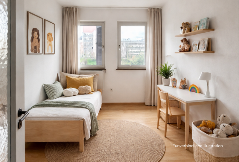 Sofort beziehbar! Großzügige 3 Zimmer-Wohnung mit Balkon in Citywohnlage! - Kinderzimmer (51446)