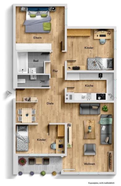 Charmanter Wohntraum! Attraktive 4 Zimmer-Wohnung in toller Wohnlage! - Grundriss (50950)