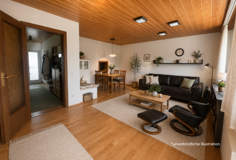 Ankommen & Aufatmen! Interessantes Reihenmittelhaus in Leinfelden-Echterdingen! - Wohnzimmer (44442)