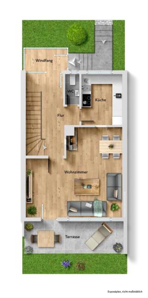 Ankommen & Aufatmen! Interessantes Reihenmittelhaus in Leinfelden-Echterdingen! - Erdgeschoss (44439)